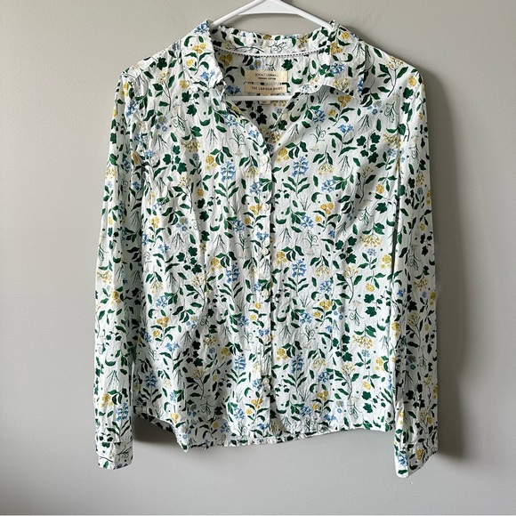 Seasalt Shirt Womens Sz 4 Button Up Larissa Organic Cotton Floral Roll Tab - Picture 2 of 12